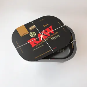 18*14cm Tobacco Tray With Lid Tinplate Cigarette Rolling Tray With Magnetic Attachment Tobacco Rolling Tray