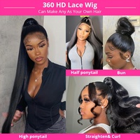 Perruques de qualité supérieure en cheveux humains, Lace Front, Cheveux Brésiliens, Perruques sans colle, Perruque 360 Full Lace en cheveux humains, Longue et Lisse comme un bâton