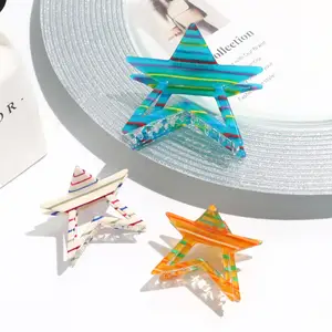 Hair Clip Claw Cellulose Acetate Geometric Hollow Cut Out Star Hair Claw Clip Stripes Claw Hairclips Custom Hair Accessories Hair Clamp Jaw