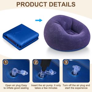 Comfortable Inflatable Lounger Air Inflatable <b>Sofa</b> Fabric Air <b>Sofa</b> Chair Single Lazy Air <b>Sofa</b> - Product Image 2