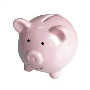 ceramic coin bank Children Cute Pig Piggy Bank Ceramic Cartoon Change Savings Money Bank,One Size,Pink