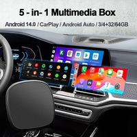Boîte AI Android, Android 14, 4+64G, Boîte AI intelligente, adaptateur CarPlay sans fil, Boîte AI portable, CarPlay, Netflix, YouTube, 4G Sim, GPS