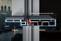Elektrisches Auf-Ab-Fenster/Panoramafenster mit Motorantrieb, vertikal verschiebbares Aluminium-Glasfenster für Luxusvillen und Penthouse