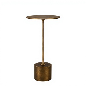 Mesa Auxiliar Redonda Moderna de Metal con Acabado Bronce, Tipo de Pie, para Sala de Estar, Diseño Duradero - Product Image 1