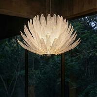 Lustre design nordique en verre de Murano, style ligne de pêche, éclairage tricolore, pour salon – style luxe haut de gamme, finition chromée artistique 360