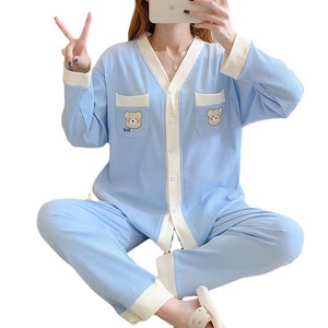 Ropa de Dormir para Mujeres Embarazadas y en Periodo de <span class=keywords><strong>Lactancia</strong></span>, Pantalones Largos de <span class=keywords><strong>Manga</strong></span> <span class=keywords><strong>Larga</strong></span>, Holgados, Talla Grande - Product Image 4