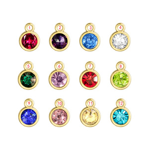 Collier pendentif rond plaqué or Qingqian avec pierre de naissance et gravure de nom pour femme, à porter au quotidien - Product Image 2
