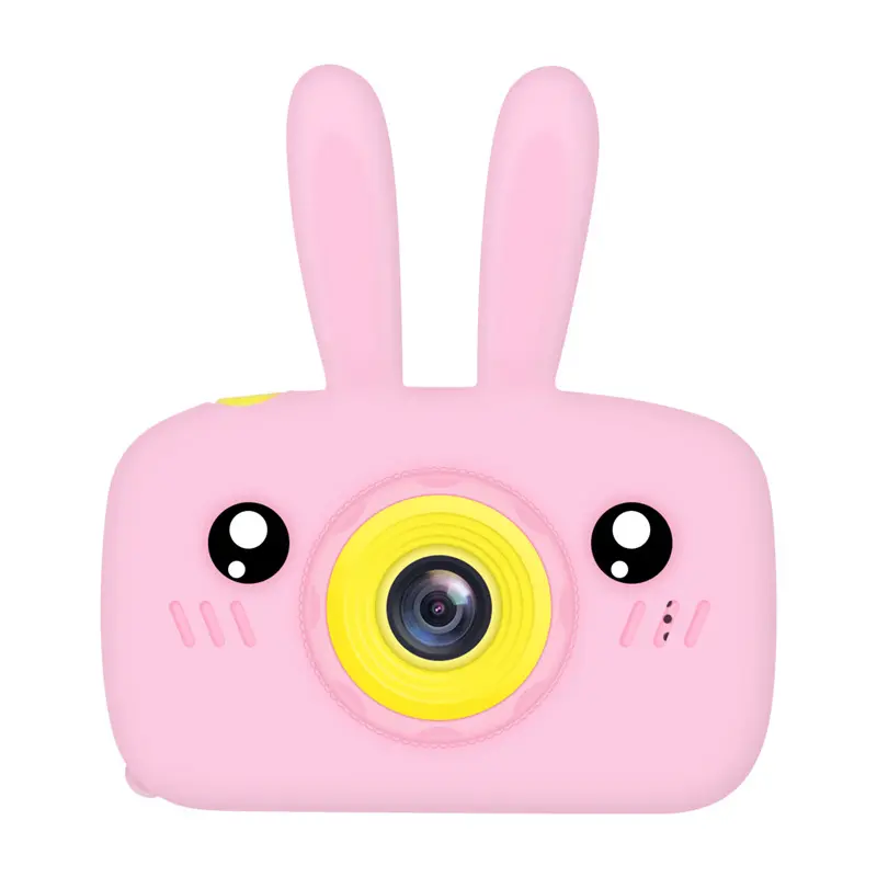 Electric cute pink rabbit cartoon action camera kids children camera with high definition pixels for litter girls