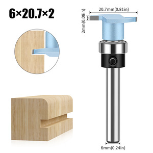 <span class=keywords><strong>Fraise</strong></span> industrielle <span class=keywords><strong>à</strong></span> rainure en T <span class=keywords><strong>à</strong></span> guidage par roulement <span class=keywords><strong>à</strong></span> tige ronde de 1/4 "et 6mm pour canal Led utilisé pour le rainurage du bois - Product Image 6