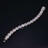 Bracelet chaîne tennis groupé plaqué or 10mm glacé Baguette cubique Zircon bijoux Hip Hop