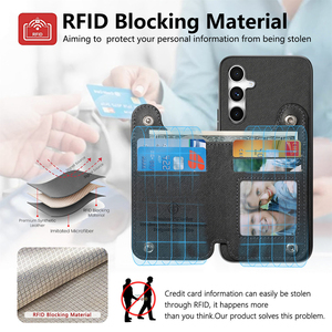 Étui de téléphone portefeuille en cuir PU avec fermeture magnétique rabattable, béquille, antichoc pour <span class=keywords><strong>Samsung</strong></span> <span class=keywords><strong>Galaxy</strong></span> A17, avec porte-cartes - Product Image 5