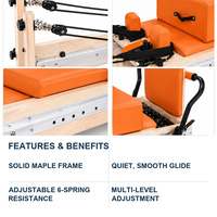 Reformer Pilates commercial en érable à rail complet fluide portable réglable pour studio domicile et entraînement corporel
