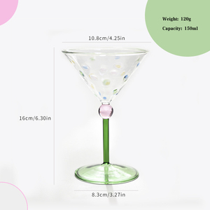 彩色圆点奢华葡萄酒和鸡尾酒杯优雅的家居装饰，带有别致的月亮和布宜诺斯艾利斯图案 - Product Image 5