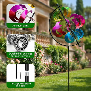 Mulini a Vento in Ferro da Esterno Più Venduti - Decorazioni Creative per Giardino e Prato, Ornamenti Eolici Blu - Product Image 2