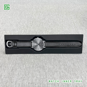 Caja de reloj de pulpa de papel moldeada bagazo ecológico biodegradable personalizado con bandeja negra - Product Image 4