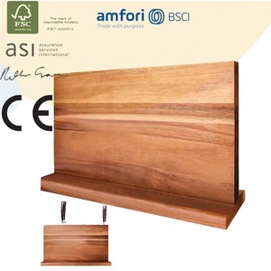 Portacoltelli Magnetico Avant-Garde in Legno di Acacia, Doppio Lato, Estetica Eco-Zen, 7 Pezzi, Personalizzabile, Stile Nordico per Cucina - Product Image 1