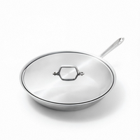Poêle à frire saine en acier inoxydable triple couche, poêle de cuisine en acier inoxydable, cuisson uniforme, compatible avec toutes les plaques de cuisson
