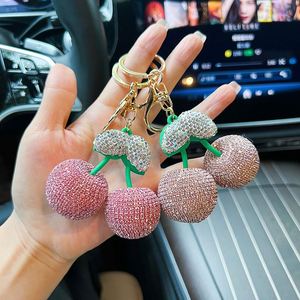 Hot Rhinestone Cherry Keychains Bag <b>Key</b> <b>Chains</b> Full Diamond Keychain Women Bag <b>Car</b> <b>Key</b> Accessories Cherry Charm Fruit Keychain - Product Image 3