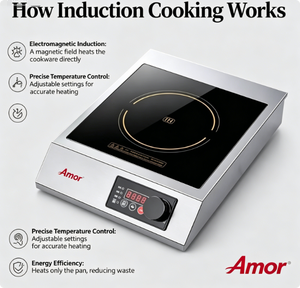 Cuisinière à <span class=keywords><strong>induction</strong></span> commerciale 3500W, puissance réelle 2800W, contrôle à 10 niveaux, structure en acier inoxydable - Product Image 1
