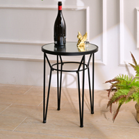 Table basse gigogne INNOVA en fer noir et verre, style industriel, durable, facile à assembler, mobilier moderne pour salon