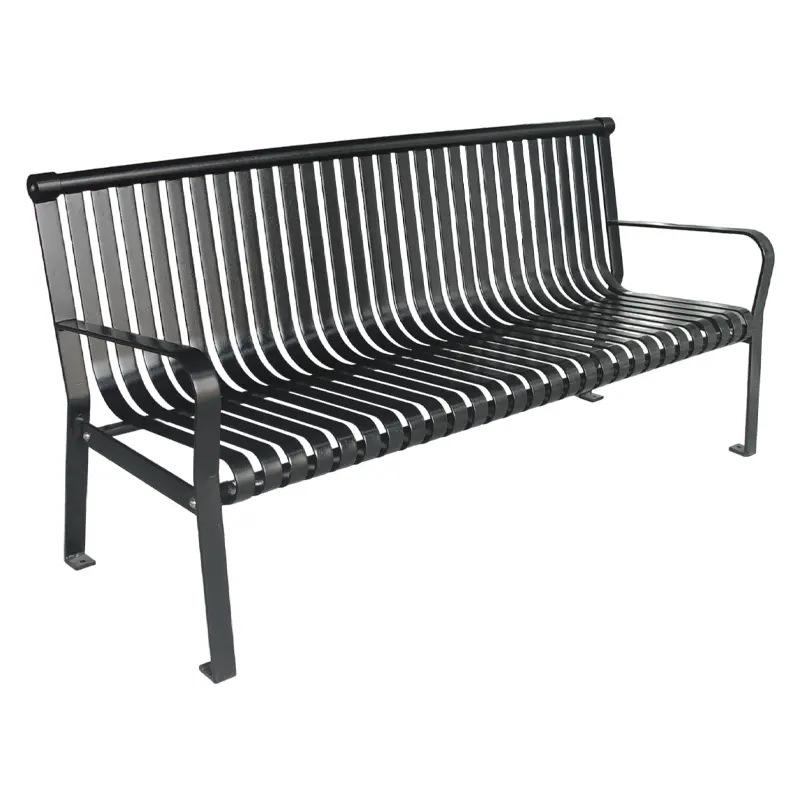 custom outdoor furniture slatted steel bench seating outside park street metal bench seat public garden patio iron bench chair