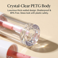 Tube de brillant à lèvres rond en PETG de 6,5 ml, à paroi épaisse, rose, avec grand applicateur, vide, pour marque privée, vente en gros en usine