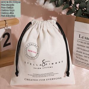 Bolsa de Armazenamento Personalizada para Shampoo de Extensões de Cabelo em Algodão Twill com Logo Personalizado e Cordão - Product Image 1