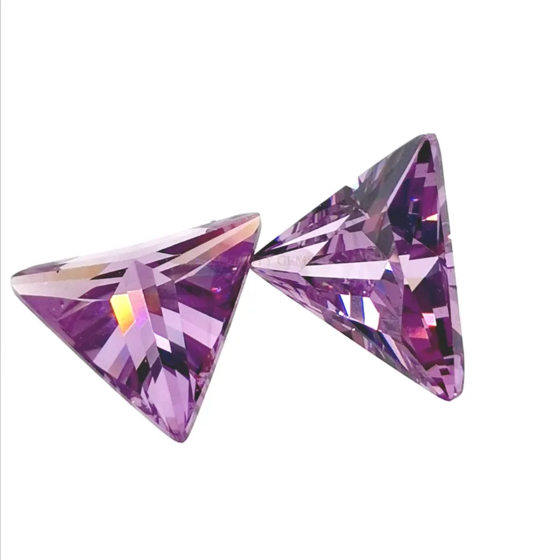 5A Amethyst Color Colored Triangular Zircon 2*2mm-10*10mm Zircon Artificial Gemstone CZ Raw Stone Wholesale