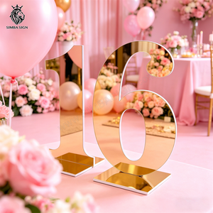 Artículos para Fiestas, Letrero de Número Acrílico Dorado Espejo de 3 y 4 Pies, Decoración para Cumpleaños Número 30, 40, 50, 60 - Product Image 6