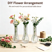 Vase de table haut transparent cannelé pour mariage, écologique, fait main, en gros, pour décorations florales