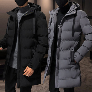 Abrigo Largo Grueso y Cálido de Moda <span class=keywords><strong>para</strong></span> <span class=keywords><strong>Hombre</strong></span> Parka Casual Ajustada con Capucha Chaqueta Larga de <span class=keywords><strong>Invierno</strong></span> <span class=keywords><strong>para</strong></span> <span class=keywords><strong>Hombre</strong></span> Acolchada de Algodón en Color Sólido - Product Image 2