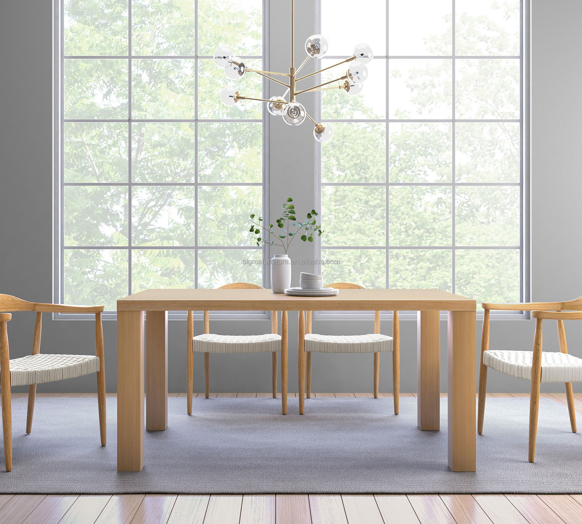 Most popular modern living room furniture rectangle wooden dining table