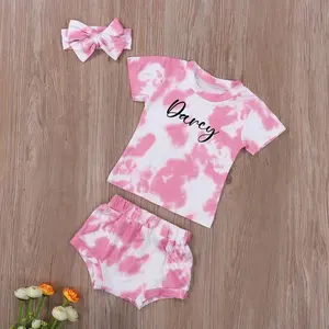 Baby Girl Tie Dye Clothes Personalized Cute Infant Baby Outfit Baby Shower Gift Toddler Birthday Romper Newborn Going Home 0-6 M