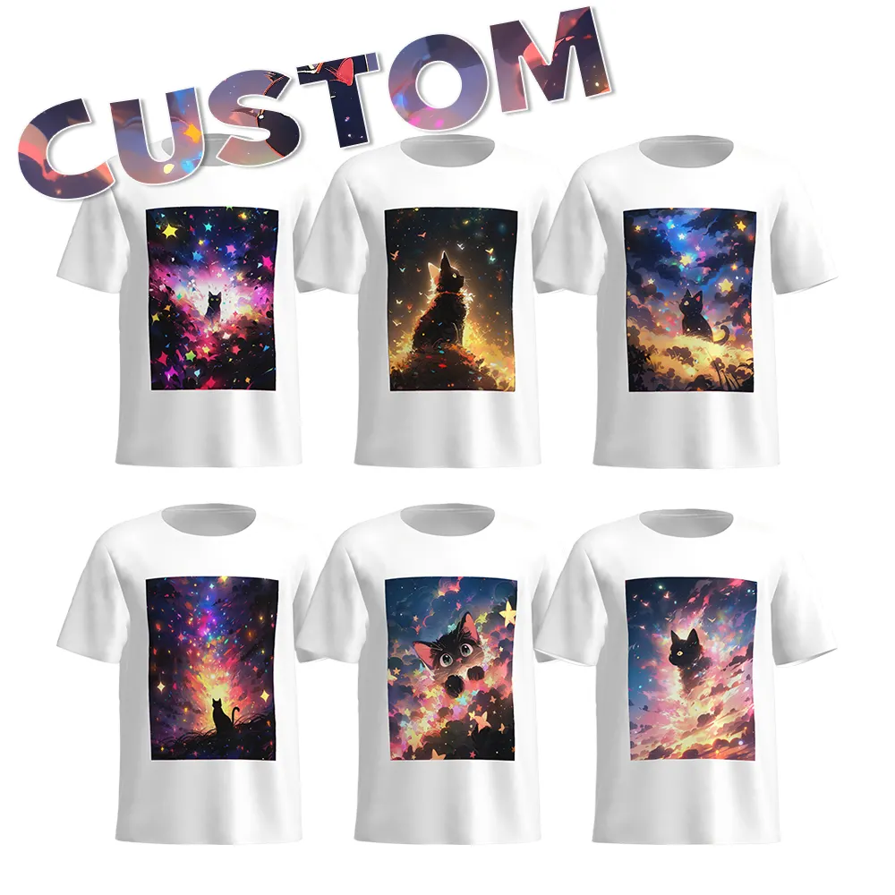 Oem Premium Oversized Heren & Unisex T-Shirt Katoen Polyester 3d Geanimeerde Hals Digitaal Printontwerp Groothandel Logo Patroon