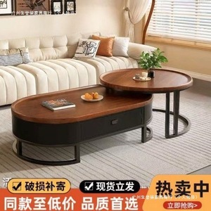 Vintage Style <b>Coffee</b> <b>Table</b> Wood Top Wrought Iron Frame Minimalist Design For Small Apartments And Balconies - Product Image 5