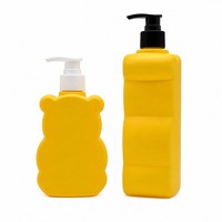 Conteneur à pompe plat en HDPE de 300 ml et 500 ml pour savon liquide, shampoing, bain de bébé, personnalisé, mignon, OEM, ODM