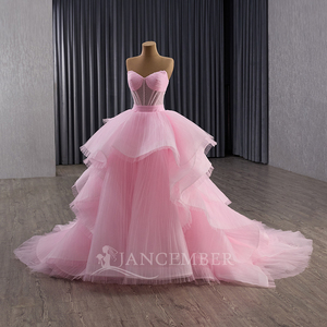 Robe de soirée rose sans bretelles, style féerique, pour adultes, élégante, super élégante, pour les cérémonies de mariage, Rsm251093 - Product Image 2