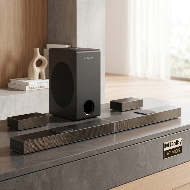 ULTIMEA 2 Upward-Firing Drivers 5.1.2CH True Dolby Atmos 8" Subwoofer BT 4K HDR 360 Spatial Audio Home Theater System