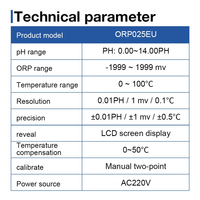 ORP-25C de haute qualité 3 en 1 ORP PH température testeur de qualité de l'eau testeur de PH de laboratoire numérique avec prise ue largement utilisé