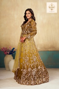 Traje Anarkali Indo-Occidental de Lujo, Largo, con Cuentas Decorativas, Tela de Red Suave, Vestido para Bodas y Fiestas para Mujer - Product Image 2