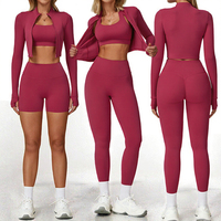 Ensemble de soutien-gorge de sport à taille élastique à carreaux pour femmes SHWL-Y2362, ensemble de vêtements de sport 3 pièces, short en mesh, leggings de yoga pour l'entraînement physique