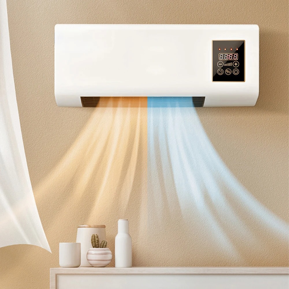 Ar condicionado de parede para uso doméstico, ventilador de ar condicionado e aquecedor com controle remoto, uso duplo, aquecimento e refrigeração