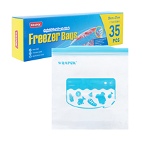 Sac refermable en plastique PE sans BPA, non toxique, avec fermeture éclair auto-scellante