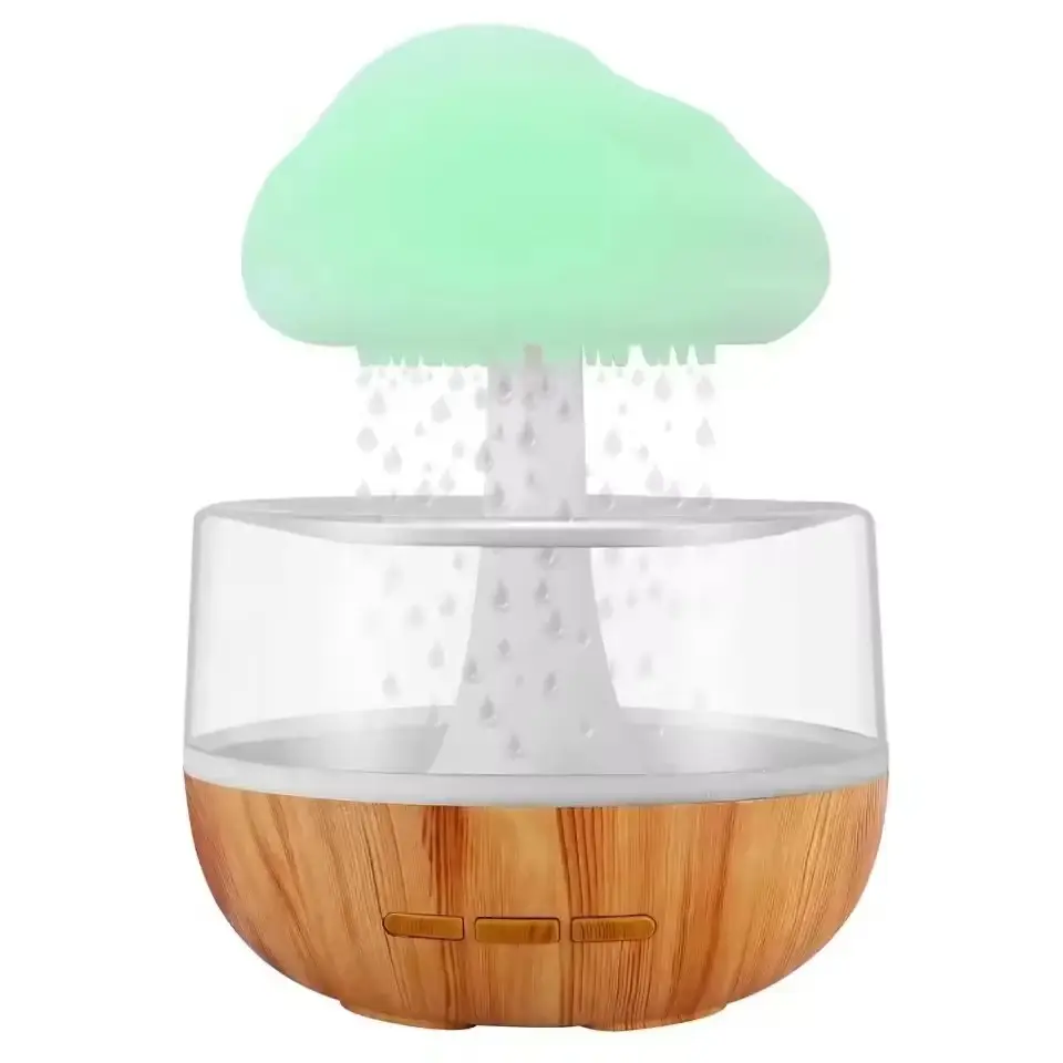 Precio de fábrica, venta al por mayor, lámpara de hongo colorida, aceite esencial, humidificador de nube de lluvia para el hogar con 7 luces cambiantes de colores