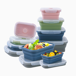 350ML/500ML/800ML/1200ML Wholesale Baby Freezer Airtight Foldable <strong>Collapsible</strong> <strong>Silicone</strong> Food Storage <strong>Containers</strong> <strong>with</strong> Plastic <strong>Lid</strong> - Product Image 1