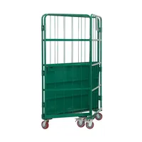 Conteneur pliable en grillage métallique, chariot de transport d'entrepôt, chariot logistique à roulettes