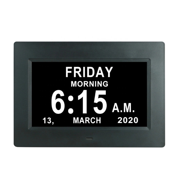 2025 Best 8-Inch Digital Calendar Clock Electronic Reminder for Memory Loss & Alzheimer Patients Multi-Language Desk Table Clock