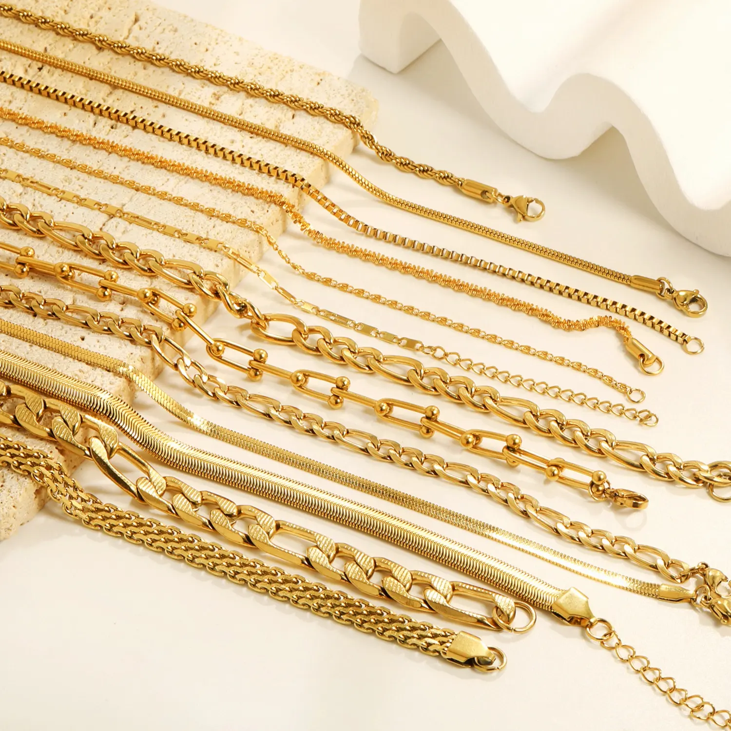 Hip Hop Mode Edelstahlketten Schmuck PVD 18k Gold plattiert Kurbel kubanische Gliederkette Halskette für Herren und Damen