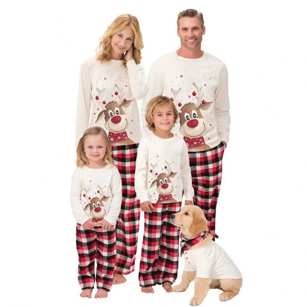 2022 Custom Print Weihnachten Winter Warme weiche Hosen Pyjamas Leere Baumwoll pyjamas Set Passende Weihnachts pyjamas für Familien
