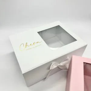 Özel lüks manyetik teşekkür ederim hediye ambalaj kutusu için çiçek ve çikolata düğün hediyesi tatlılar hediye kutusu ambalaj ile şerit
